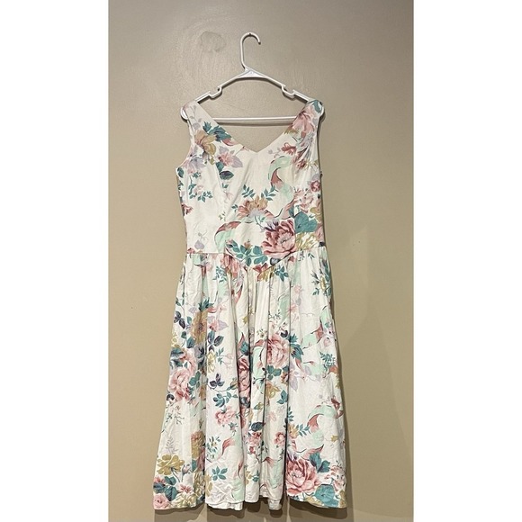 Vintage 80's Expo Womens Floral A-line Big Back Bow Size 12 Coquette Cottagecore - Picture 1 of 7